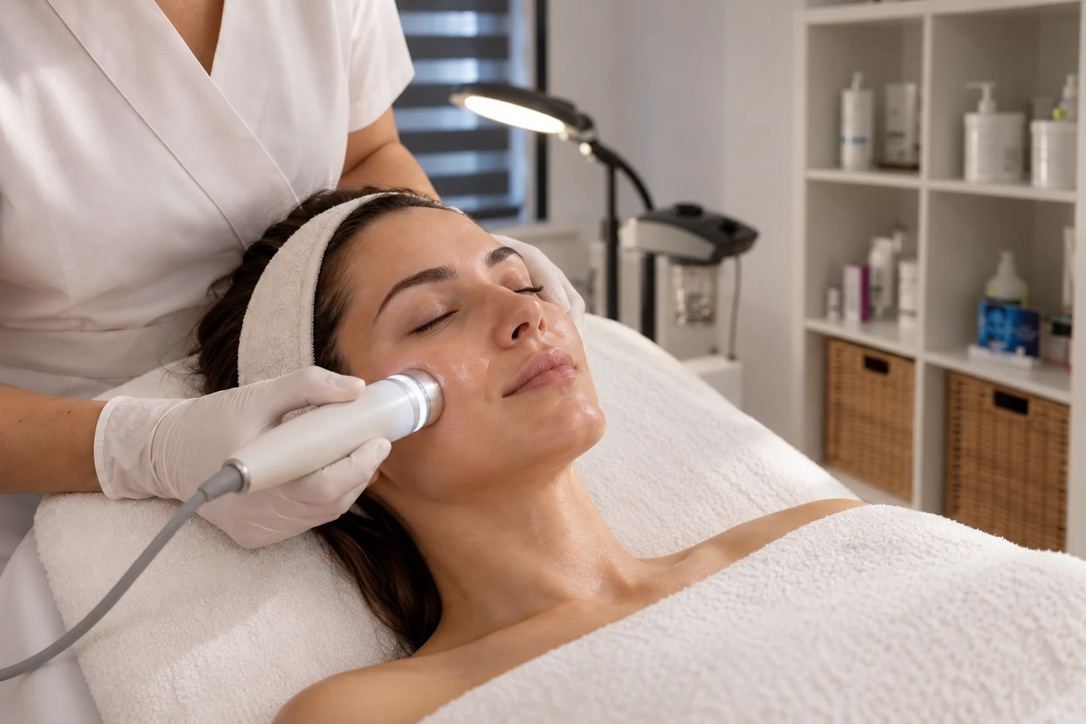 Îngrijire facială cu aplicator cosmetic